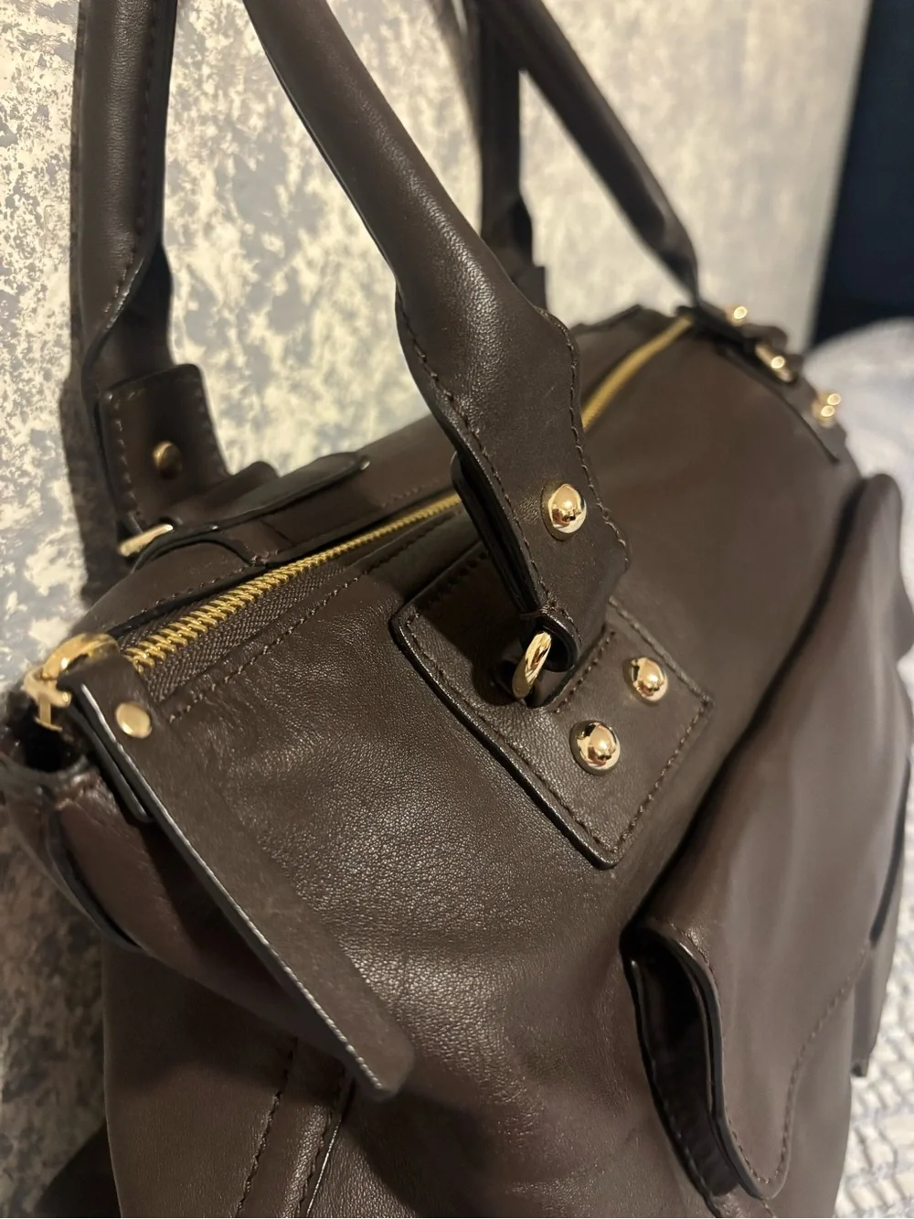 kate spade Dark Brown Leather Handbag with Top Handles